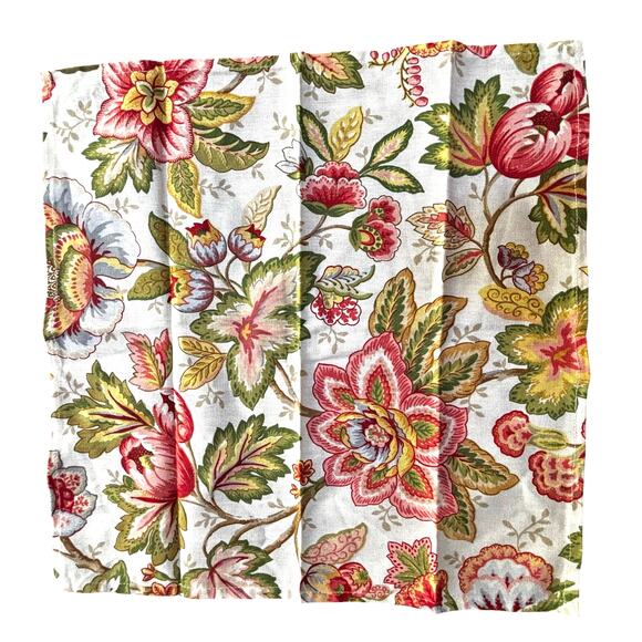 Set of 4 cotton cloth napkins Jacobean flowers colorful pink & green 20" squares - Picture 1 of 6